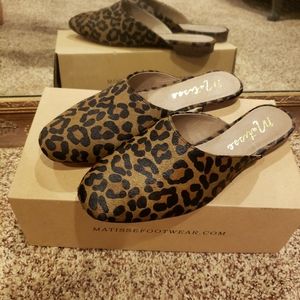 Matisse mules BNIB leopard print calf hair sz 8.5